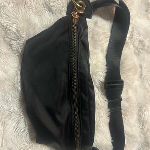 Source Unknown Black Crossbody Bag with Gold Accents